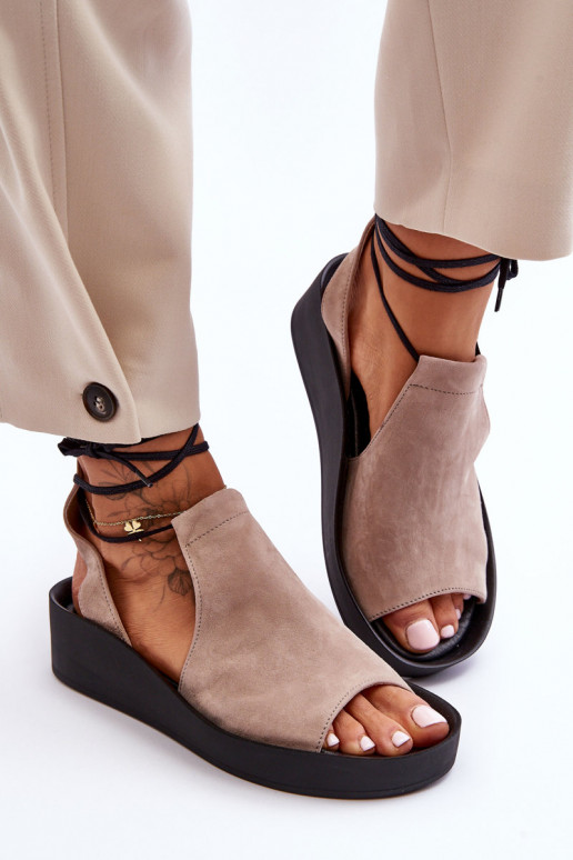 Sandalias plataforma ante beige Zazoo