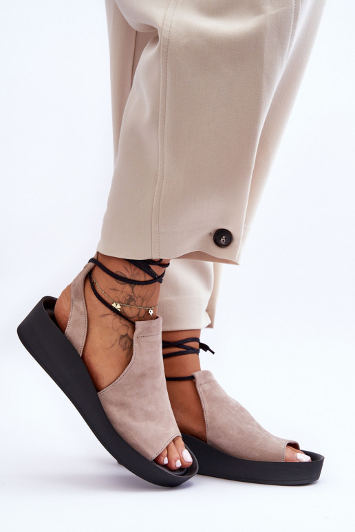 Sandalias plataforma ante beige Zazoo
