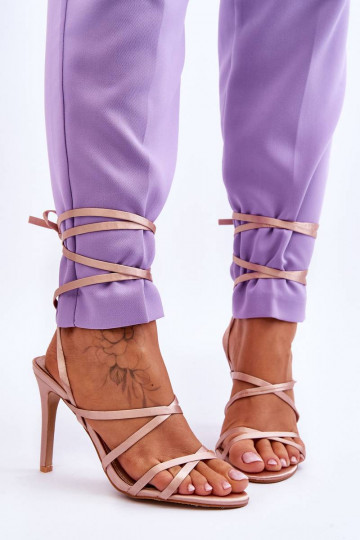 Sandalias mujer tacón beige Meya