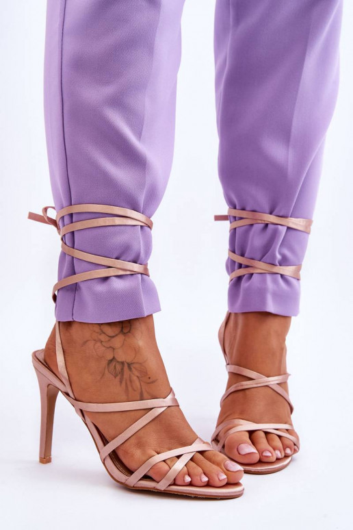 Sandalias mujer tacón beige Meya