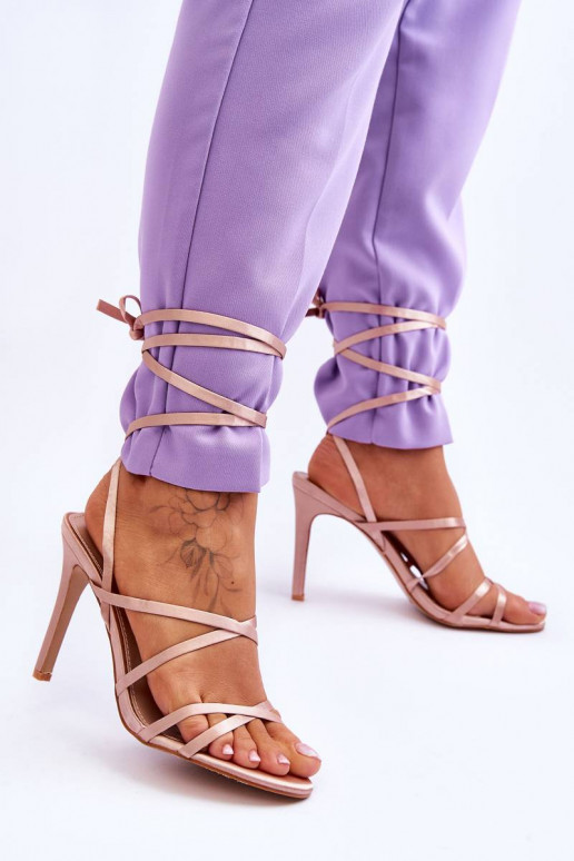 Sandalias mujer tacón beige Meya