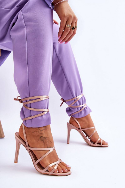 Sandalias mujer tacón beige Meya