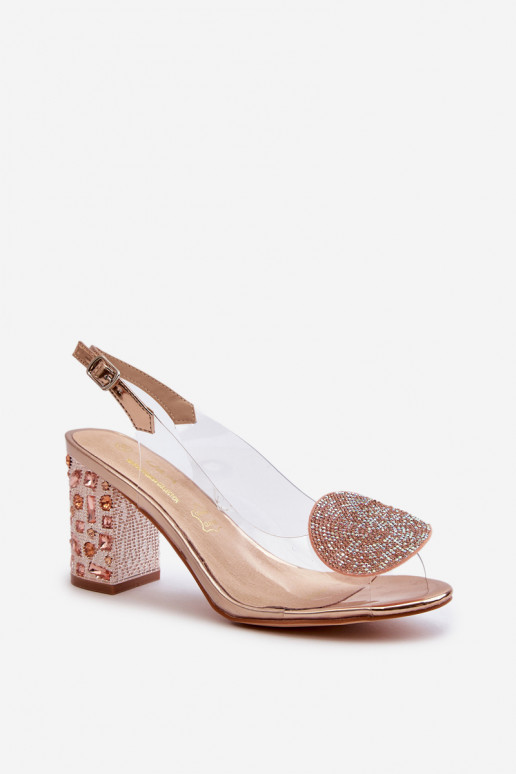 Sandalias con tacón color oro rosa D&A Sandalias con tacón color oro rosa D&A