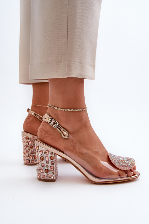 Sandalias con tacón color oro rosa D&A Sandalias con tacón color oro rosa D&A