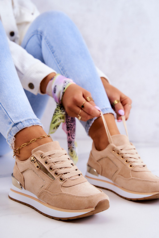 Zapatillas con plataforma en beige...