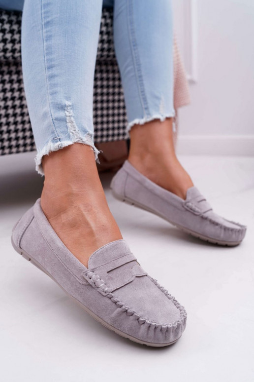 Mocasines de mujer en ante gris Morreno