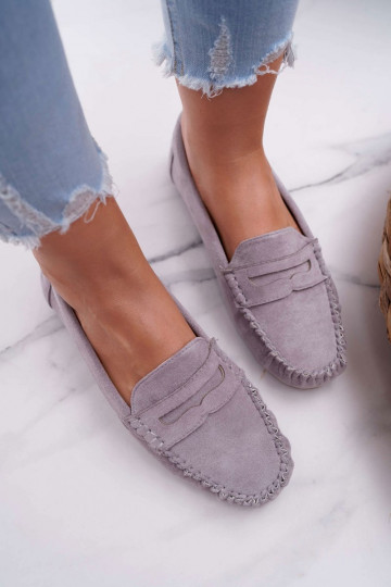 Mocasines de mujer en ante gris Morreno 2