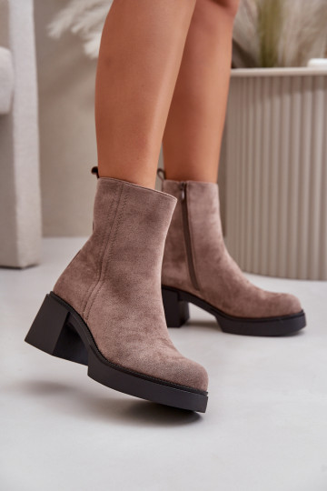 de gamuza ecológicaoAe Femenino Botas cálidas en el talón. beige Meriluna 2