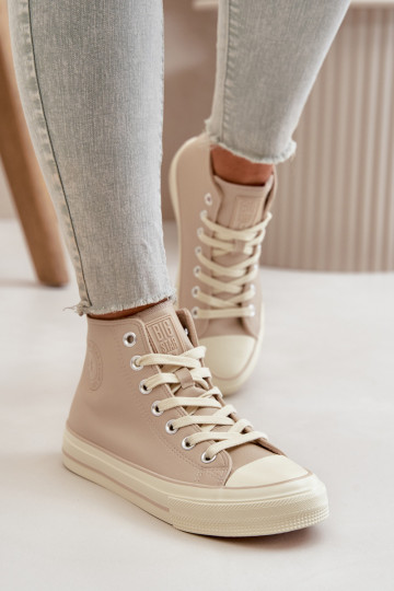 Zapatos de ocio calentamiento de cuero ecológico beige Big Star OO274934