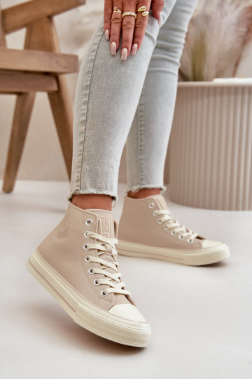 Zapatos de ocio calentamiento de cuero ecológico beige Big Star OO274934 2