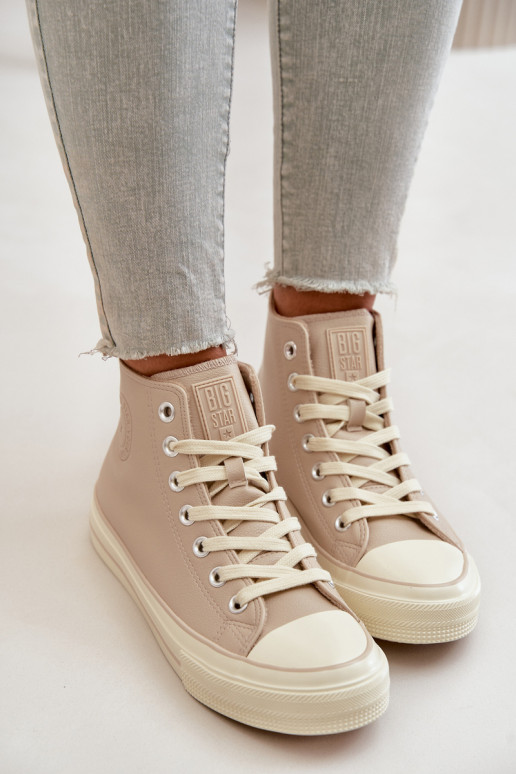 Zapatos de ocio calentamiento de cuero ecológico beige Big Star OO274934