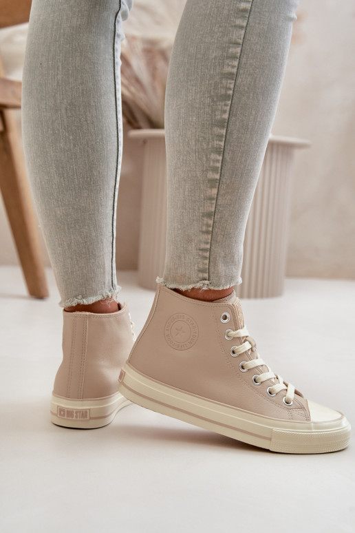 Zapatos de ocio calentamiento de cuero ecológico beige Big Star OO274934