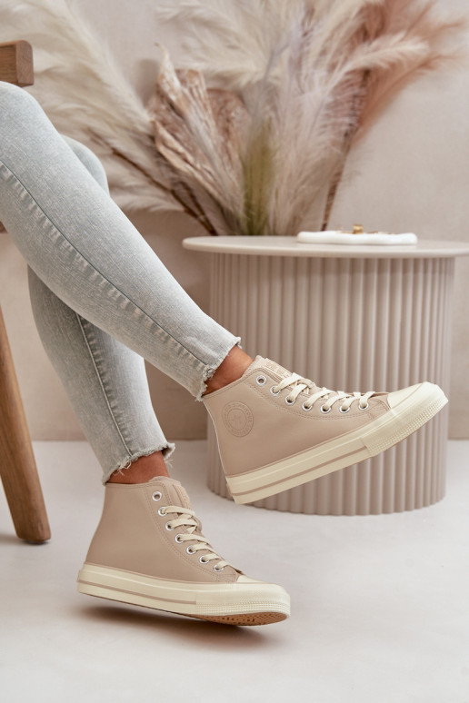 Zapatos de ocio calentamiento de cuero ecológico beige Big Star OO274934