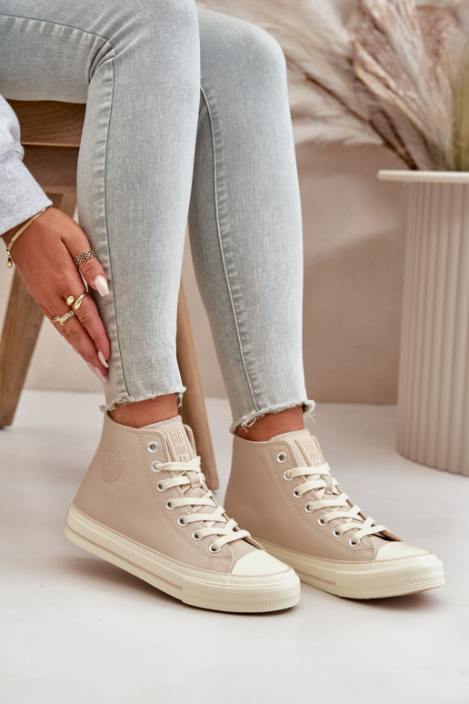 Zapatos de ocio calentamiento de cuero ecológico beige Big Star OO274934