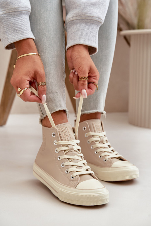 Zapatos de ocio calentamiento de cuero ecológico beige Big Star OO274934