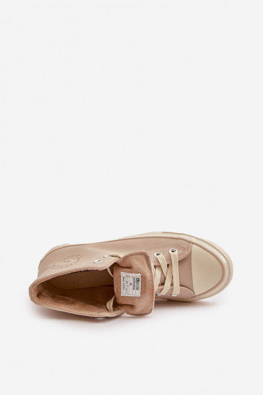 Zapatos de ocio calentamiento de cuero ecológico beige Big Star OO274934