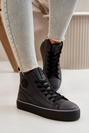 Femenino calentamiento zapatos casuales de cuero ecológico Big Star OO274790 de color negro
