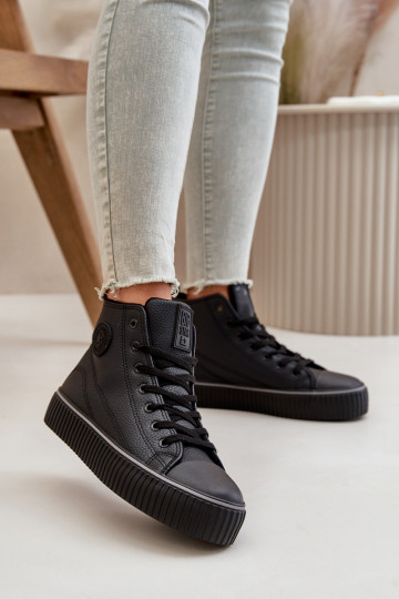 Femenino calentamiento zapatos casuales de cuero ecológico Big Star OO274790 de color negro 2