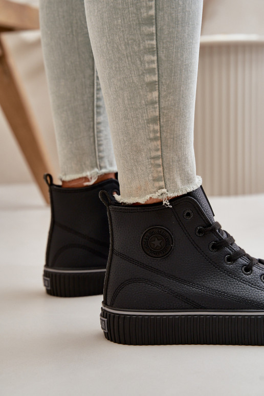 Femenino calentamiento zapatos casuales de cuero ecológico Big Star OO274790 de color negro