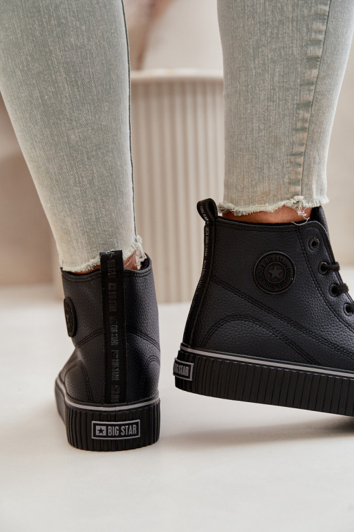 Femenino calentamiento zapatos casuales de cuero ecológico Big Star OO274790 de color negro