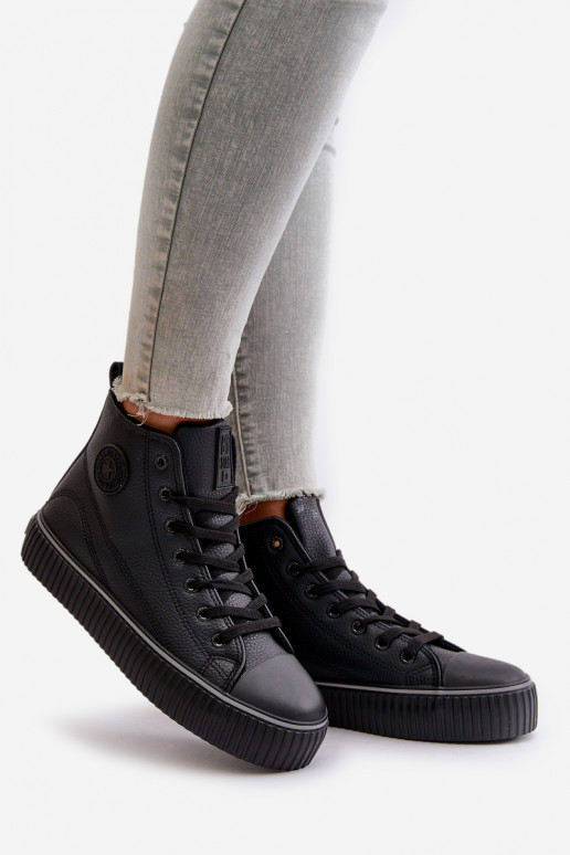 Femenino calentamiento zapatos casuales de cuero ecológico Big Star OO274790 de color negro