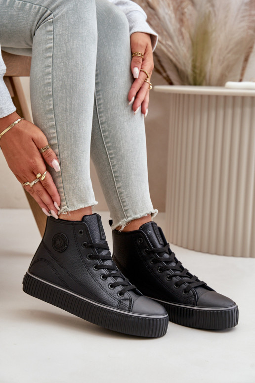 Femenino calentamiento zapatos casuales de cuero ecológico Big Star OO274790 de color negro