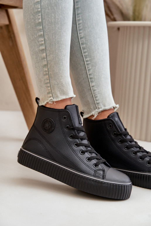 Femenino calentamiento zapatos casuales de cuero ecológico Big Star OO274790 de color negro