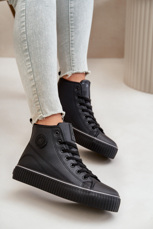 Femenino calentamiento zapatos casuales de cuero ecológico Big Star OO274790 de color negro