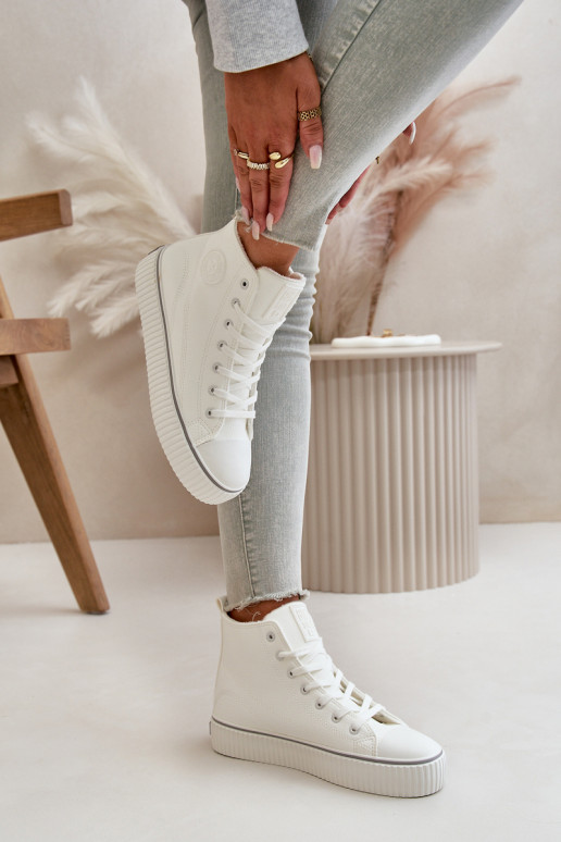 Femenino calentamiento zapatos casuales de cuero ecológico Big Star OO274788 el color blanco