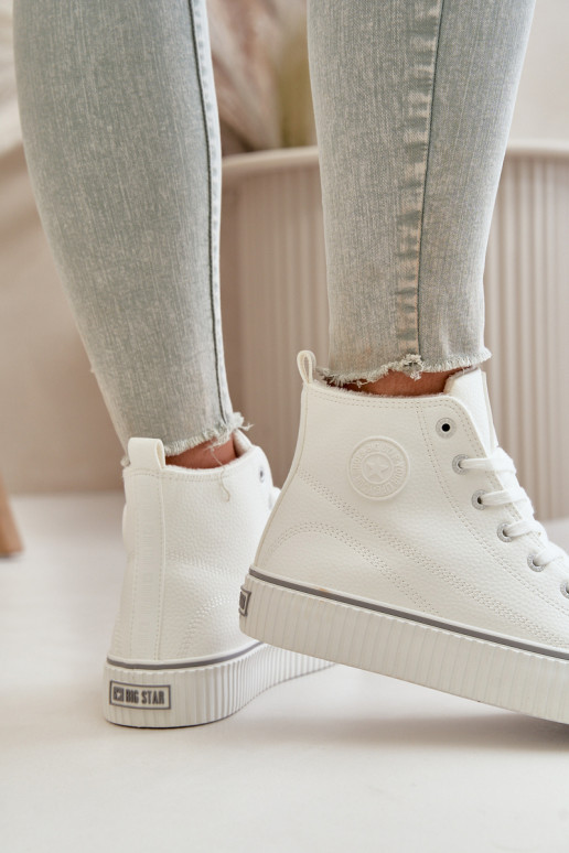 Femenino calentamiento zapatos casuales de cuero ecológico Big Star OO274788 el color blanco