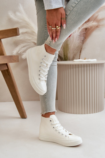Zapatos de ocio calentamiento de cuero ecológico el color blanco Big Star OO274932