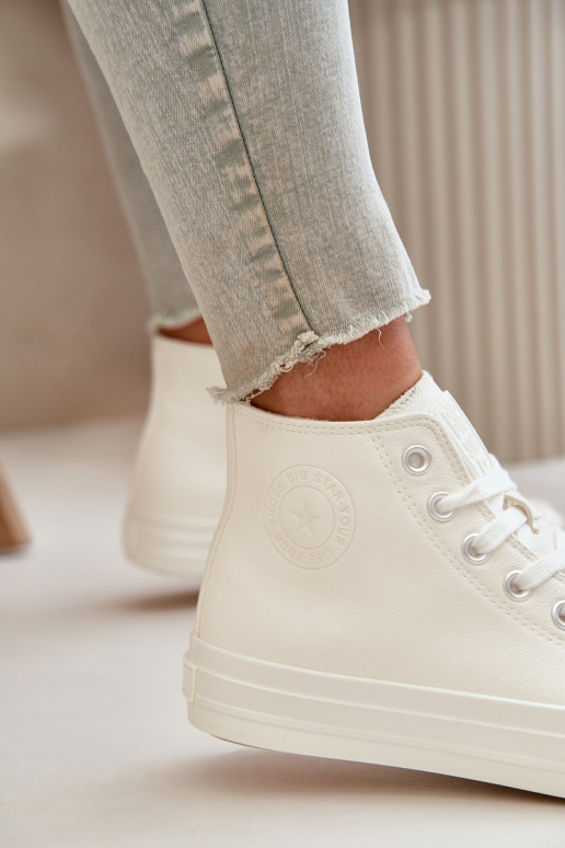 Zapatos de ocio calentamiento de cuero ecológico el color blanco Big Star OO274932