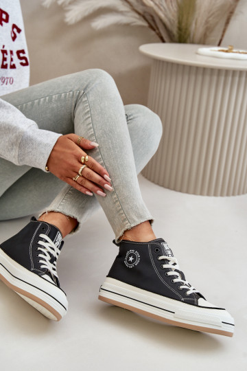 calentamiento Zapatos de ocio con una plataforma Eko Piel Big Star OO274062 de color negro