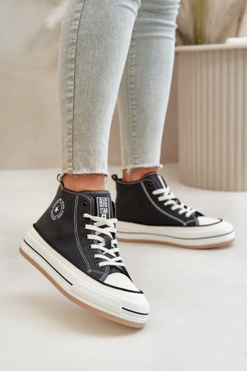 calentamiento Zapatos de ocio con una plataforma Eko Piel Big Star OO274062 de color negro 2