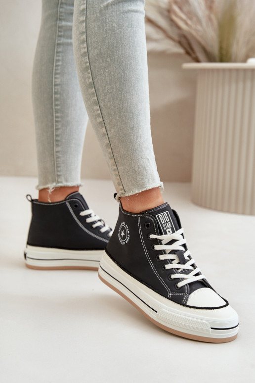 calentamiento Zapatos de ocio con una plataforma Eko Piel Big Star OO274062 de color negro