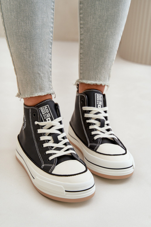 calentamiento Zapatos de ocio con una plataforma Eko Piel Big Star OO274062 de color negro