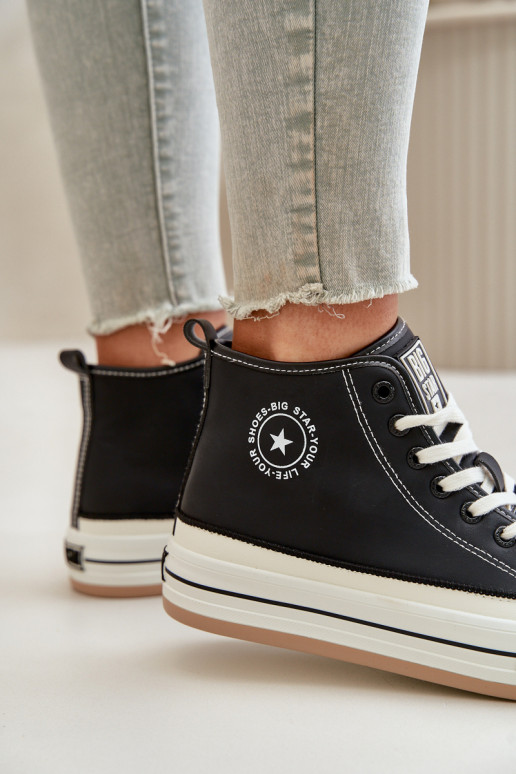 calentamiento Zapatos de ocio con una plataforma Eko Piel Big Star OO274062 de color negro