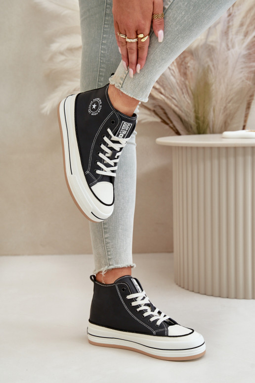 calentamiento Zapatos de ocio con una plataforma Eko Piel Big Star OO274062 de color negro