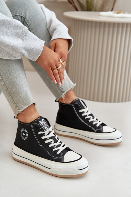 calentamiento Zapatos de ocio con una plataforma Eko Piel Big Star OO274062 de color negro