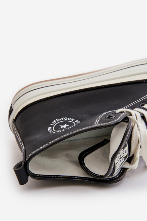 calentamiento Zapatos de ocio con una plataforma Eko Piel Big Star OO274062 de color negro