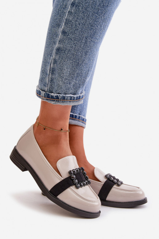 Mocasines lacados Femenino con adornos color gris Vinceza 58389 Mocasines lacados Femenino con adornos color gris Vinceza 58389