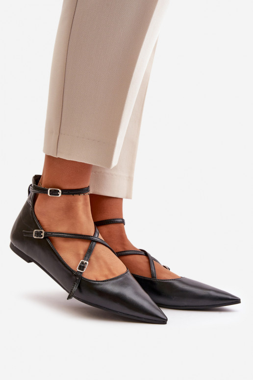 bailarinas Femenino Z Noskami con narices puntiagudas I Przeplatającymi Się Paskami de color negro Violra