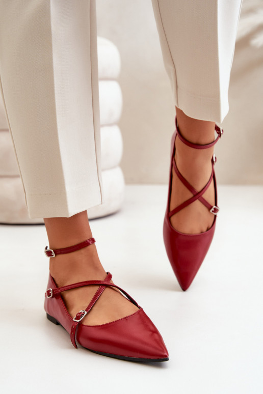 bailarinas Femenino Z Noskami con narices puntiagudas I Przeplatającymi Się Paskami borgoña Violra