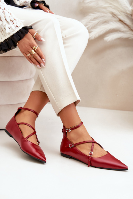 bailarinas Femenino Z Noskami con narices puntiagudas I Przeplatającymi Się Paskami borgoña Violra