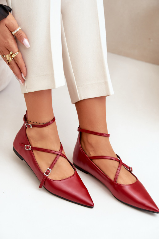 bailarinas Femenino Z Noskami con narices puntiagudas I Przeplatającymi Się Paskami borgoña Violra