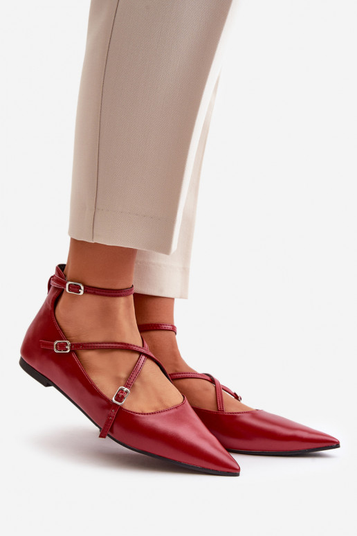 bailarinas Femenino Z Noskami con narices puntiagudas I Przeplatającymi Się Paskami borgoña Violra