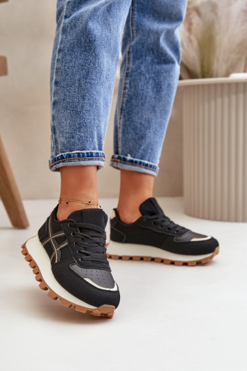 Zapatillas modelo zapatos. zapatillas Femenino con cordones con una plataforma de color negro Mialunae