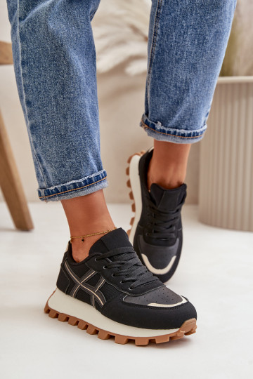 Zapatillas modelo zapatos. zapatillas Femenino con cordones con una plataforma de color negro Mialunae 2