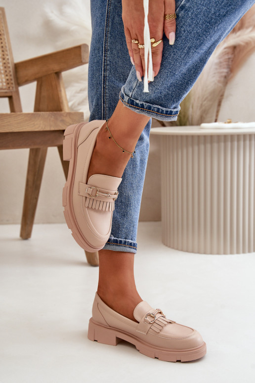 mocasines de mujer con adornos Eko Piel beige Tialorae mocasines de mujer con adornos Eko Piel beige Tialorae