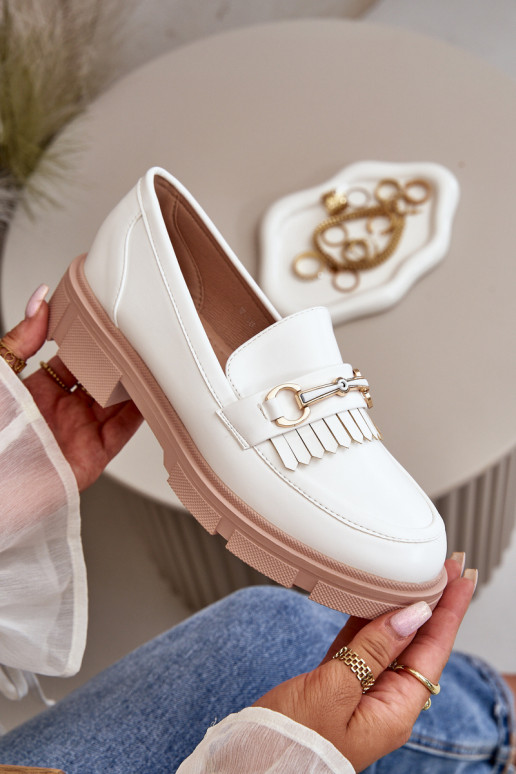 mocasines de mujer con adornos Eko Piel el color blanco Tialorae